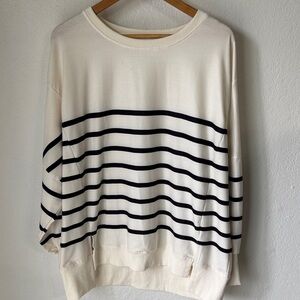 Striped Navy and Cream Sweater‎